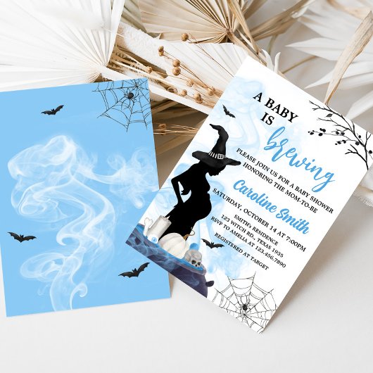 Invitation Baby shower Blue Witch