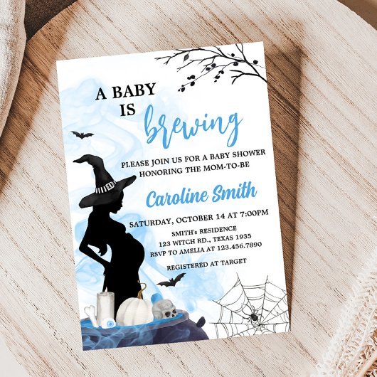 Invitation Baby shower Blue Witch