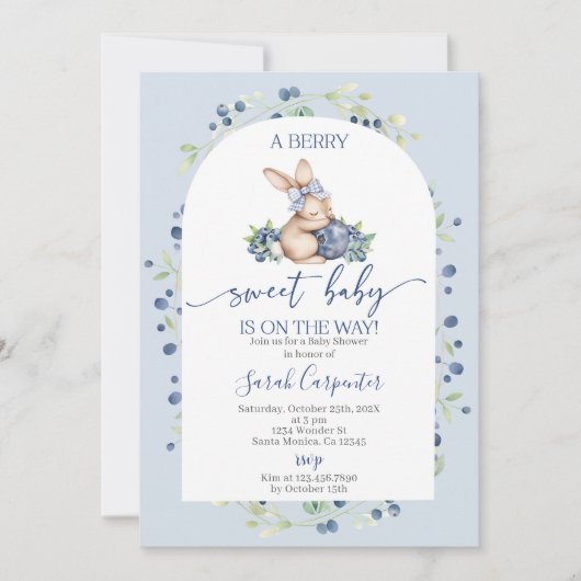 Invitation Baby shower Blueberry (Devant)