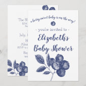 Invitation Baby shower Blueberry (Devant / Derrière)