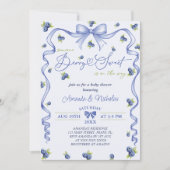 Invitation Baby shower Blueberry Bow (Devant)