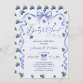 Invitation Baby shower Blueberry Bow (Devant / Derrière)