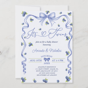 Invitation Baby shower Blueberry Twins