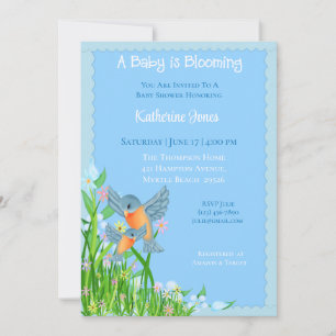 Invitation Baby shower Bluebirds