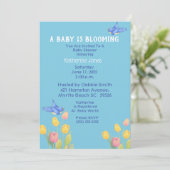 Invitation Baby shower Bluebirds /Un bébé est en fleurs (Debout devant)
