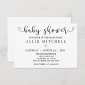 Invitation Baby shower BlueHeart (Devant / Derrière)