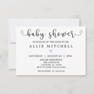 Invitation Baby shower BlueHeart
