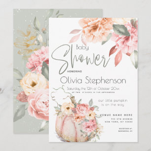 Invitation Baby shower Blush Coral Citrouille Peony Floral