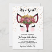 Invitation Baby shower Blush & Gold Fox Princess (Devant)
