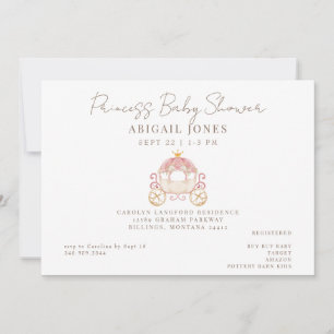 Invitation Baby shower Blush Princess Carriage