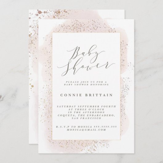 INVITATION BABY SHOWER BLUSH TOUCH (Devant / Derrière)
