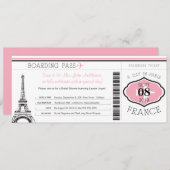 Invitation Baby shower Boarding Pass à Paris (Devant / Derrière)