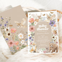 Baby Shower Bohème Animaux de la Forêt Fleurs Sauv