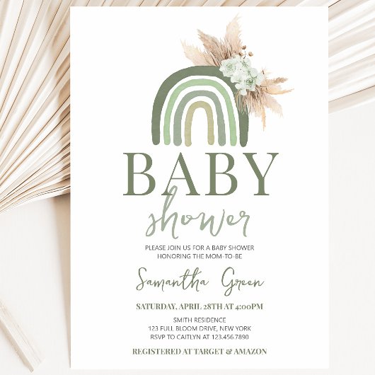 Invitation Baby Shower Bohème Arc-en-Ciel