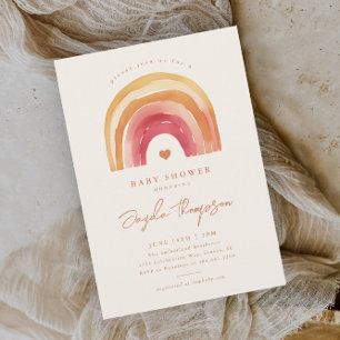 Invitation Baby Shower Bohème Arc-en-Ciel Terracotta