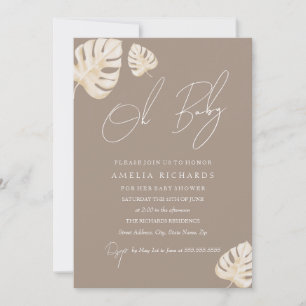 Invitation Baby-Shower Bohème Bébé Neutre aux Feuilles