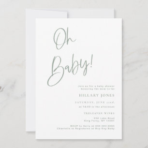 Invitation Baby shower Bohème Bleu Sage/Vert