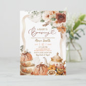 Invitation Baby Shower Bohème Coquette Citrouille Thé d'Autom (Debout devant)