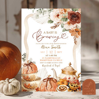 Invitation Baby Shower Bohème Coquette Citrouille Thé d'Autom