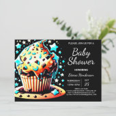 Invitation Baby shower Bohême Custom Muffin Boy en ligne (Debout devant)