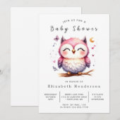 Invitation Baby shower bohème élégant de hibou (Devant / Derrière)