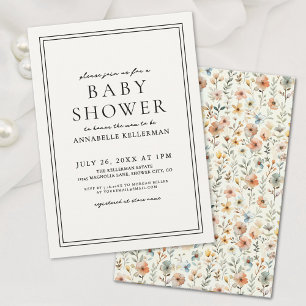 Invitation Baby Shower Bohème Élégant Fleur Sauvage