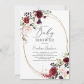 Invitation Baby shower bohème en or rose roux (Devant)