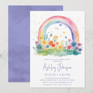 Invitation Baby Shower Bohème Fleur de Fleur Arc-en-Ciel