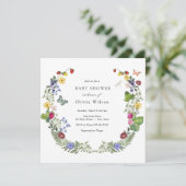 Invitation Baby Shower Bohème Fleur des Champs aux Douces Sav (Debout devant)