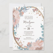 Invitation Baby Shower Bohème Fleur Papillon (Devant)