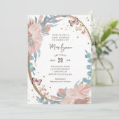 Invitation Baby Shower Bohème Fleur Papillon (Debout devant)