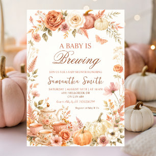 Invitation Baby Shower Bohème Fleurie Automne Citrouille