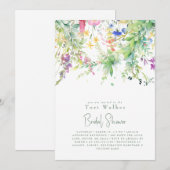 Invitation Baby Shower Bohème Fleurie en Cascade pour la Mari (Devant / Derrière)