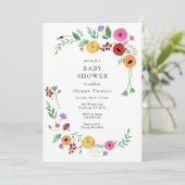 Invitation Baby shower Bohème Floral Bright Color (Debout devant)