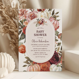 Invitation Baby Shower Bohème Floral Citrouille Automne