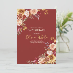 Invitation Baby shower Bohème Herbe de Pampas Fleurs Baby sho