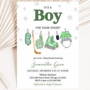 Invitation Baby-Shower Bohème Hockey sur Glace C'est un Garço