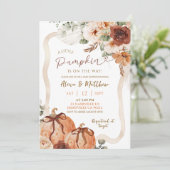 Invitation Baby Shower Bohème Ivory Coquette Citrouille Autom (Debout devant)