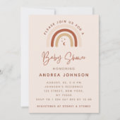 Invitation Baby Shower Bohème Lune Arc-en-ciel Crème et Terre (Devant)
