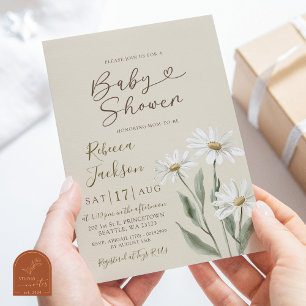 Invitation Baby Shower Bohème Minimaliste Fleur de Daisy