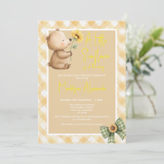 Invitation Baby Shower Bohème Ours Brun Tournesol