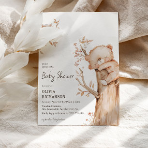 Invitation Baby Shower Bohème Ours et Arbre de la Forêt