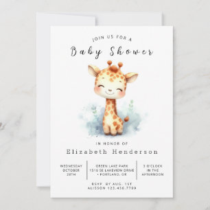 Invitation Baby shower Bohème Personnalisé Giraffe