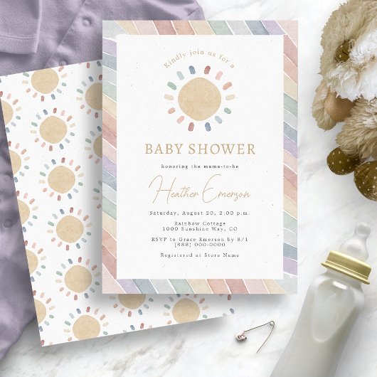 Invitation Baby Shower Bohème pour Bébé Soleil