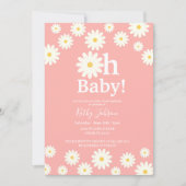Invitation Baby shower Bohème Rose Floral Daisy (Devant)
