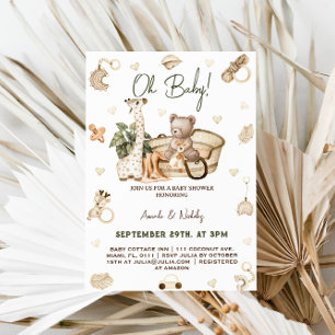 Invitation Baby Shower Bohème Safari et Forêt