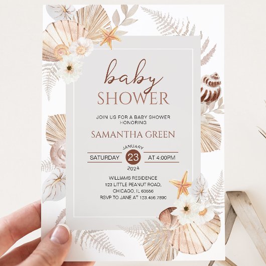 Invitation Baby Shower Bohème Sous l'Océan
