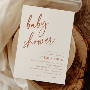 Invitation Baby Shower Bohème Terracotta Minimaliste
