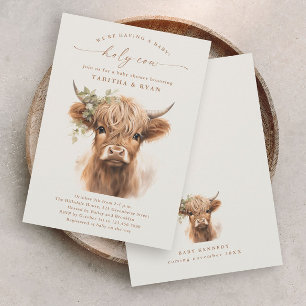 Invitation Baby Shower Bohème Vache Highland Neutre pour Coup