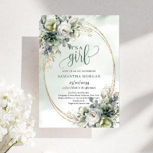 Invitation Baby Shower Bohème Vert Or C'est une Fi